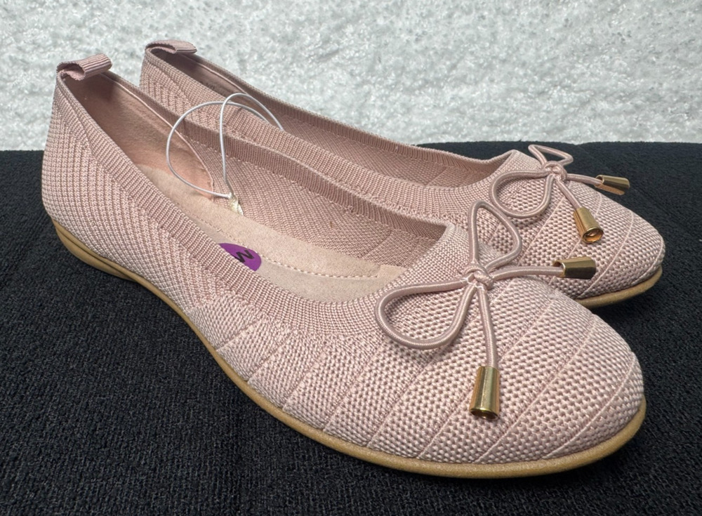 Chinese Laundry Light Baby Pink Knitted Ballet Flats w/Bow Detail-Size 6.5W WIDE